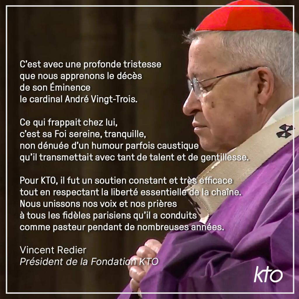Hommage de KTO au cardinal André Vingt-Trois